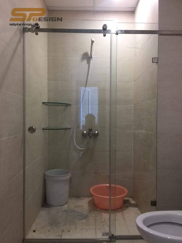 Vách kính phòng tắm cửa mở trượtt - VKT001
